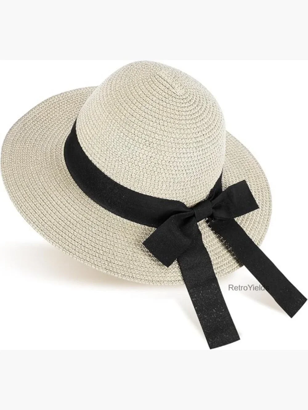 Wide Brim Straw Sun Hat with Chin Strap for Girls Ages 3-6